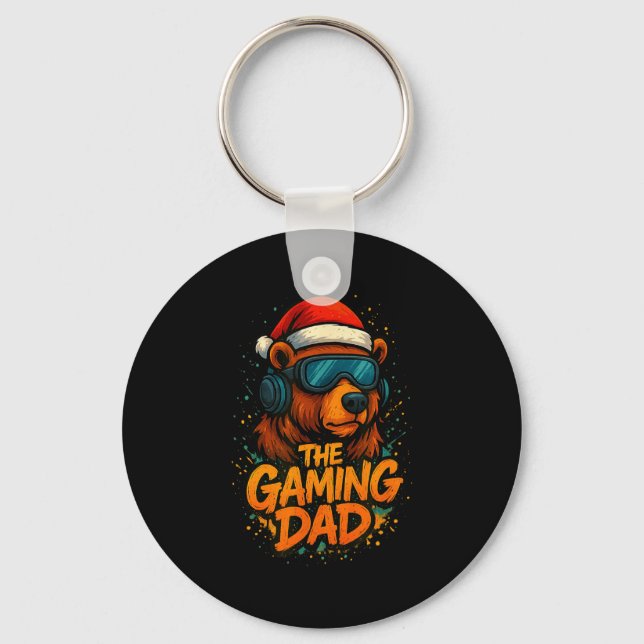 Funny Gaming Dad Christmas Outfit Gamer Gift  Keychain (Front)