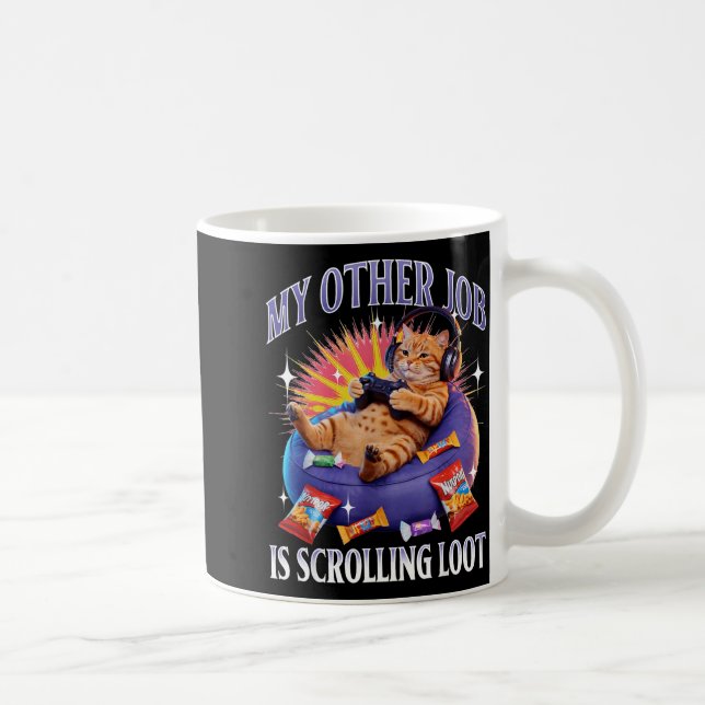 Funny Gaming Gamer Cat  Coffee Mug (Right)