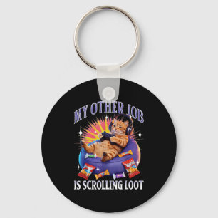 Funny Gaming Gamer Cat  Keychain