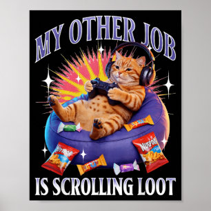 Funny Gaming Gamer Cat Poster