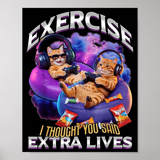 Funny Gaming Gamer Cat  Poster (Front)