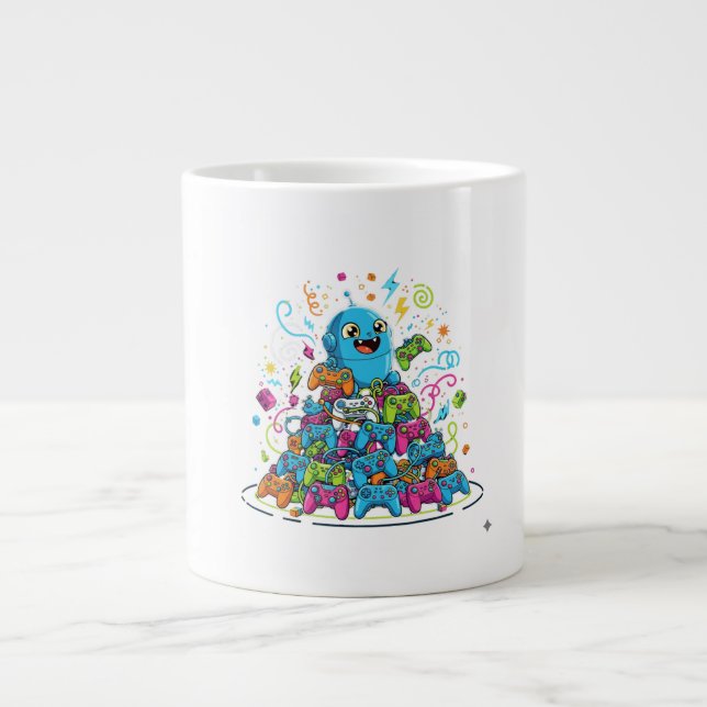 Funny Gaming Never Ends  Large Coffee Mug (Front)