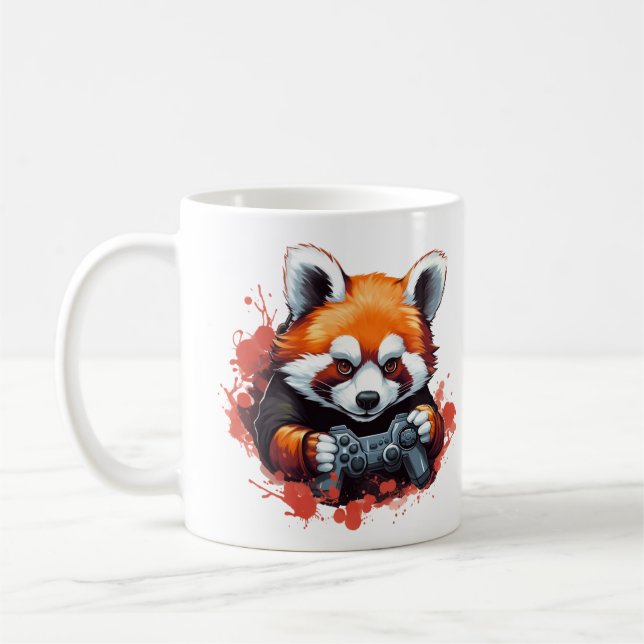 Funny Gaming Red Panda Lover  Coffee Mug (Left)
