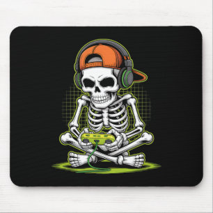 Funny Gaming Skeleton Halloween Skeleton Gamer Vid Mouse Pad