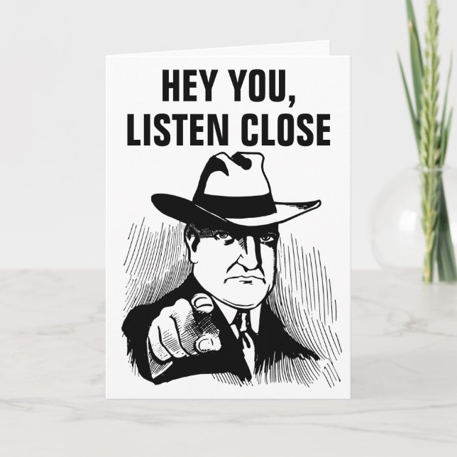 FUNNY GANGSTER CARTES DE SALUT D'ANNIVERSAIRE (Devant)