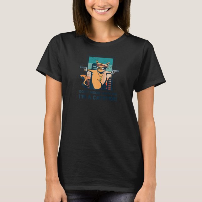 Funny Gangster Cat Pun Raglan T-Shirt (Front)