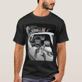 Funny Gangster Cats Street Design T-Shirt
