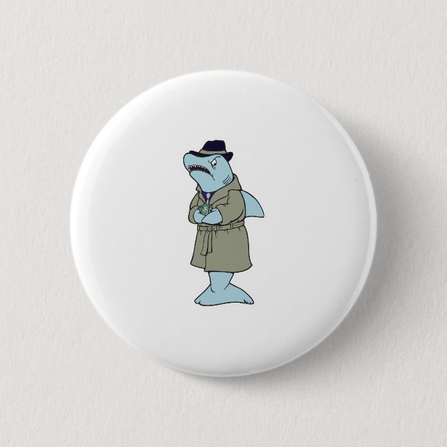 funny ganster shark 2 inch round button (Front)