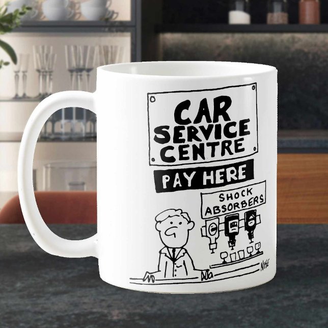 Funny Garage Car Servicing Centre Payment Desk Coffee Mug (Creator Uploaded)