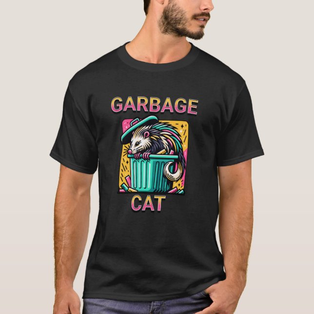 Funny Garbage Cat Possum Design T-Shirt (Front)