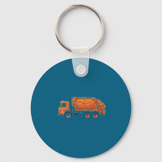 Funny Garbage Truck Christmas Graphics Lights Love Keychain (Front)