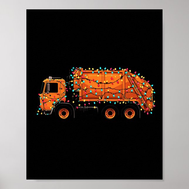 Funny Garbage Truck Christmas Graphics Lights Love Poster (Front)