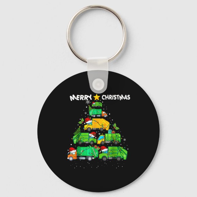 Funny Garbage Truck Christmas Tree Ornament Decor  Keychain (Front)