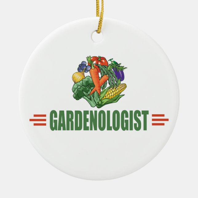 Funny Gardener Ceramic Ornament (Front)