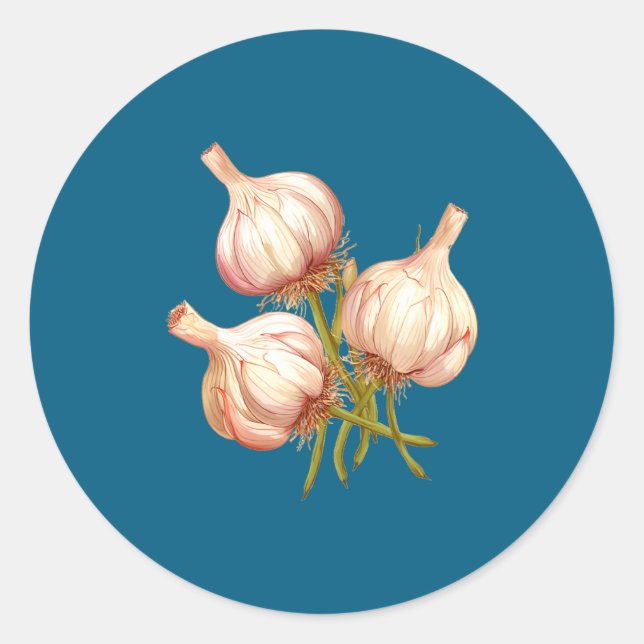 Funny Garlic Plants  Classic Round Sticker (Front)