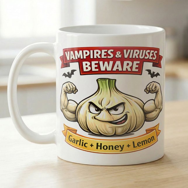 Funny Garlic Warning for Spooky Season Coffee Mug (Creator Uploaded)
