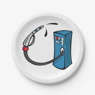 Funny Gas Pump Fuel Station Paper Plate