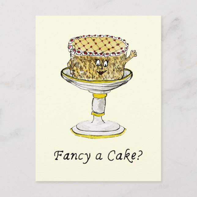 Funny Gateau Cartoon fancy a cake quote Postcard (Front)
