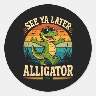 Funny-Gator-Goodbye- Classic Round Sticker