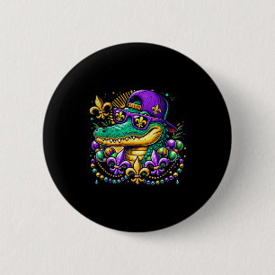 Funny Gator Mardi Gras  2 Inch Round Button