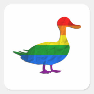 Funny Gay and Lesbian Pride Duck, Quack Quack Square Sticker
