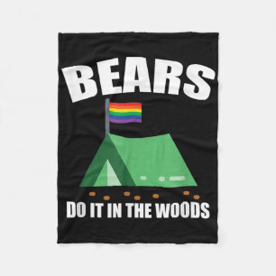 Funny Gay Camping Lgbt Pride Bears  Fleece Blanket