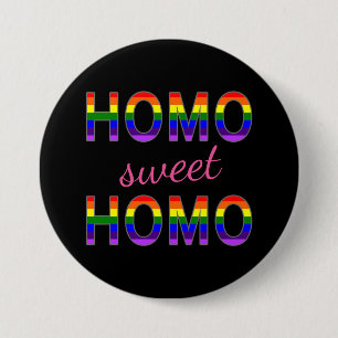 Funny Gay Homo Sweet Homo Rainbow Colours 3 Inch Round Button