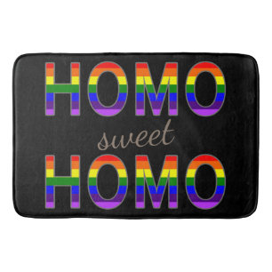 Funny Gay Homo Sweet Homo Rainbow Colours Bath Mat