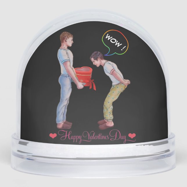 Funny  Gay LGBTQIA Personalized Valentine Gift Snowglobe (Front)