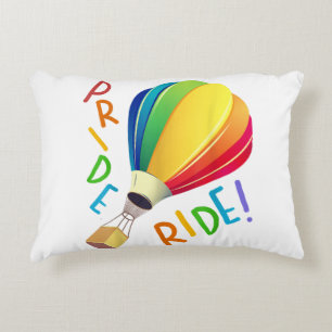Funny Gay Pride Hot Air Balloon Rainbow Ride Gays  Accent Pillow
