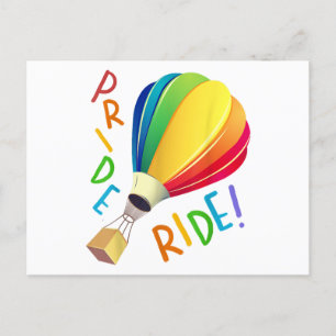 Funny Gay Pride Hot Air Balloon Rainbow Ride Gays  Holiday Postcard