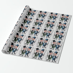 Funny Gay Wedding Groom and Groom Stick Figures Wrapping Paper