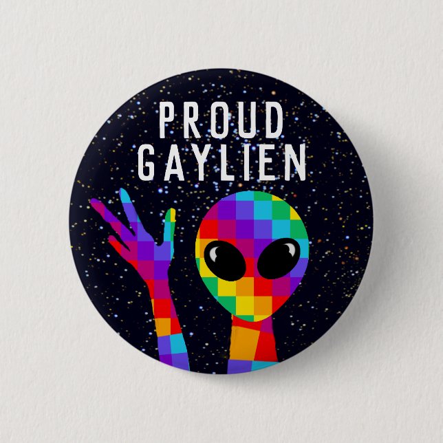Funny GAYLIEN LGBT Gay Pride 2 Inch Round Button (Front)