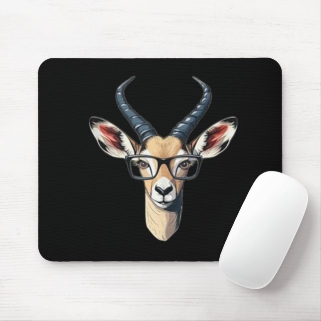 Funny gazelle face for safari and spectacles lover mouse pad (With Mouse)