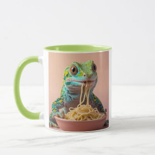 Funny Gecko Eating Spaghetti  Mug