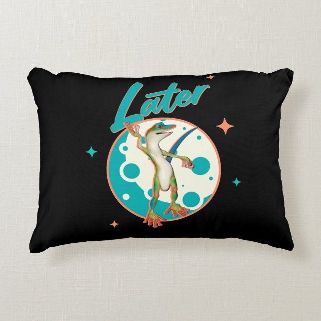 Funny Gecko Later Procrastination Humour Accent Pillow (Front)