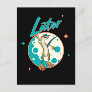 Funny Gecko Later Procrastination Humour Holiday Postcard