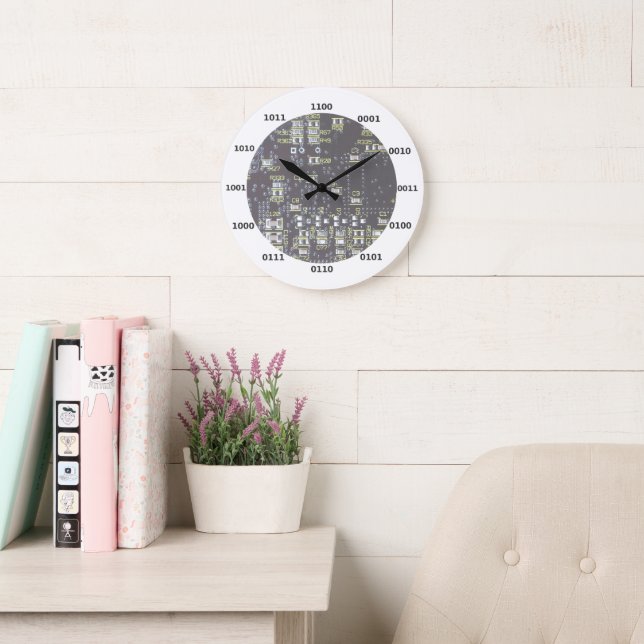 Funny Geek Binary Clock With Circuit Board Effect (Reading Room)