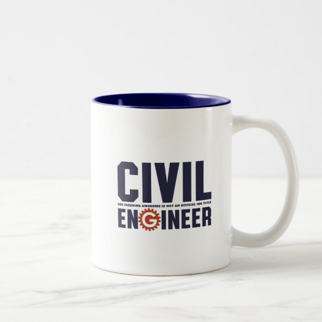 Funny Geek Engineer Humour Civil Engineering Job Two-Tone Coffee Mug (Right)