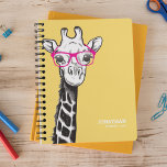 Funny Geek Giraffe Name 2024 Planner<br><div class="desc">Personalized funny 2024 planner featuring a bright yellow background that can be changed to any colour,  a quirky geek giraffe with pink glasses,  your name and the year.</div>