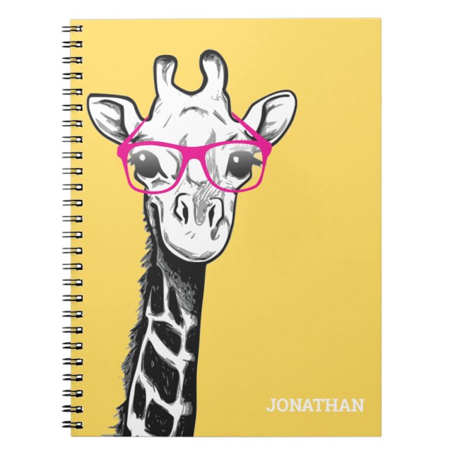 Funny Geek Giraffe Name Notebook (Front)