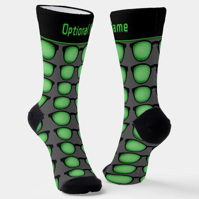 Funny Geek Glasses: Pair of Specs with Code Lenses Socks (Angled)