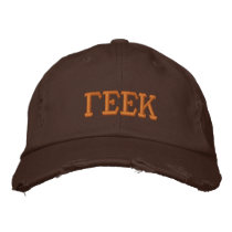 Funny Geek In Greek On Orange and Brown On Hat