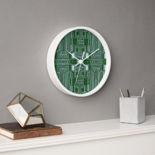 Funny Geeky Nerd Computer Circuit Board Pattern Clock