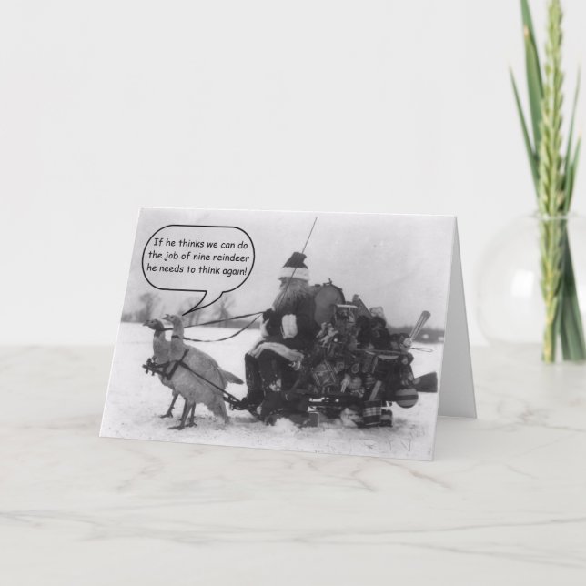 Funny Geese Replace Reindeer Christmas Card (Front)