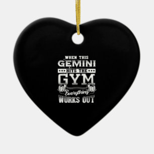 Funny Gemini Gym Workout Design Ceramic Ornament