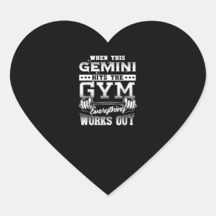 Funny Gemini Gym Workout Design Heart Sticker