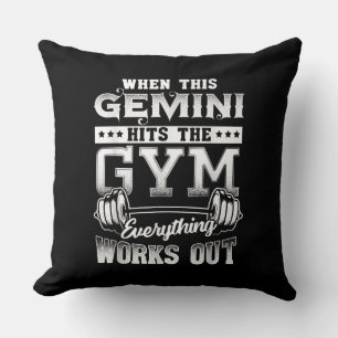 Funny Gemini Gym Workout Design Throw Pillow