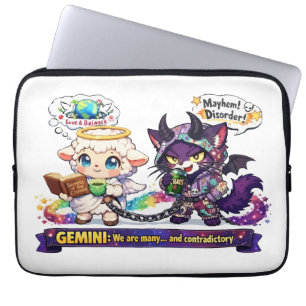 Funny Gemini Zodiac Duality Angel Lamb and Chaos  Laptop Sleeve