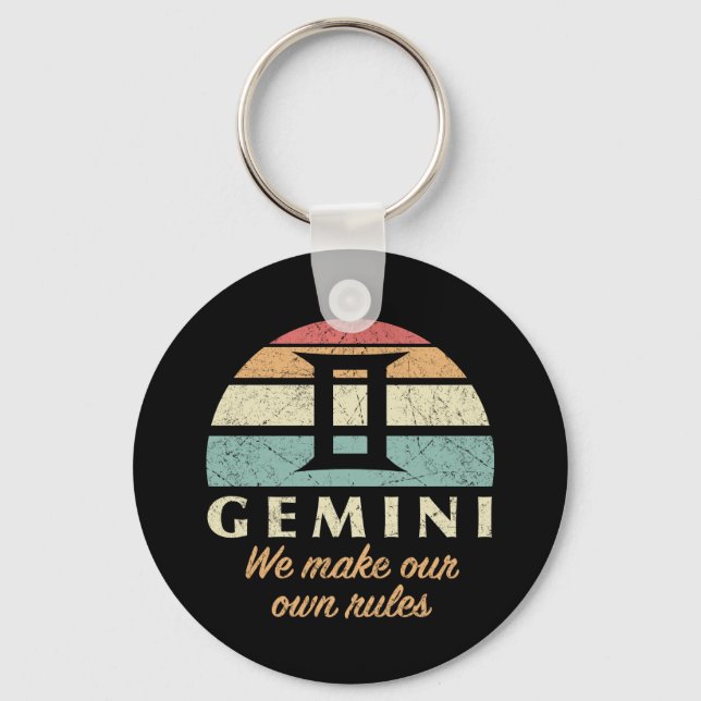 Funny Gemini Zodiac Rules Keychain (Front)